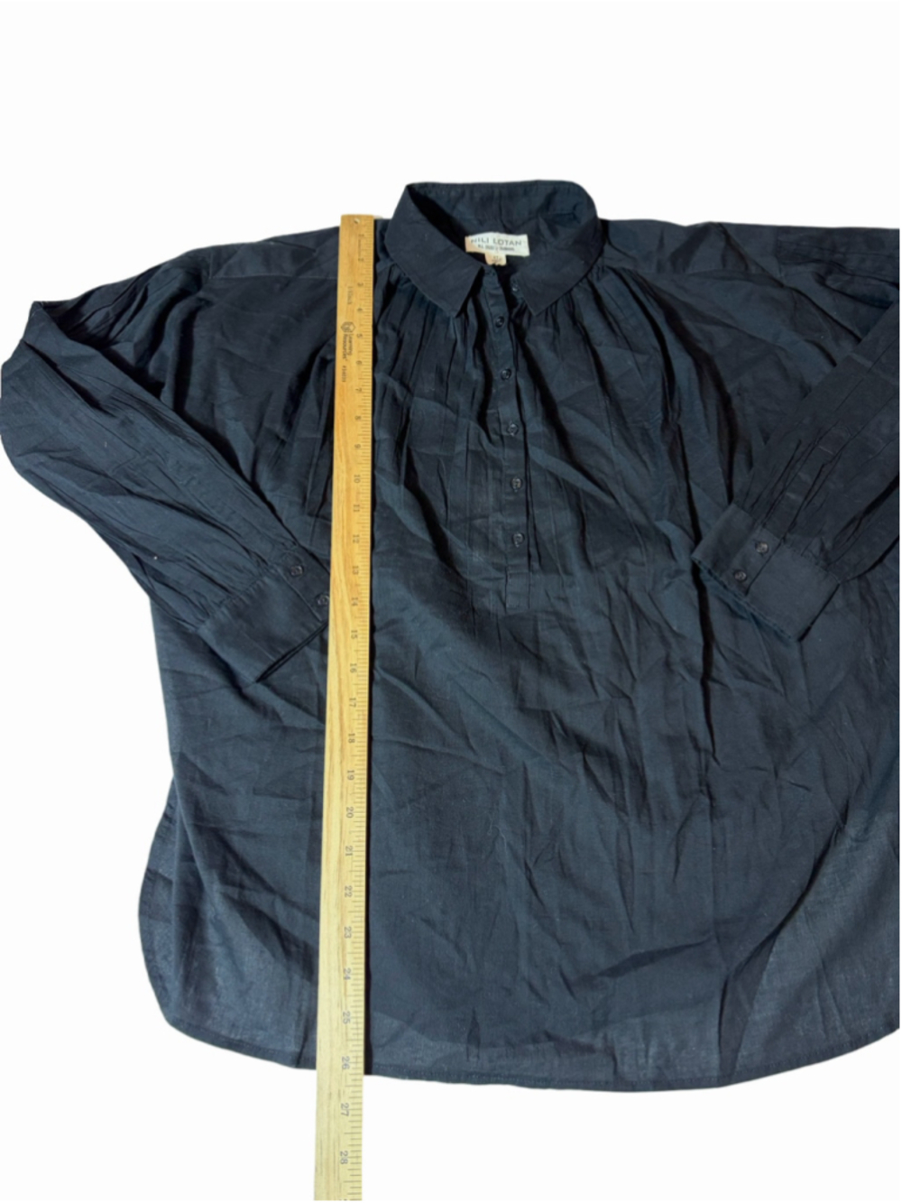 NWT Nili Lotan Miles Blouse XS Black Cotton Button Front Relaxed Minimalist $250 - Picture 2 of 6